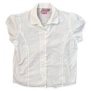 Izod White Oxford Button Up Short Sleeve School Uniform Girl’s Size 16 1/2 Plus